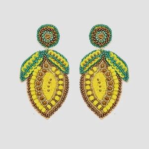 American & Beyond Vibrant Beaded Posiyano Lemon Earrings NWT